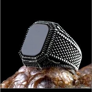 Men's Rhinestone Black Zinc Alloy Ring